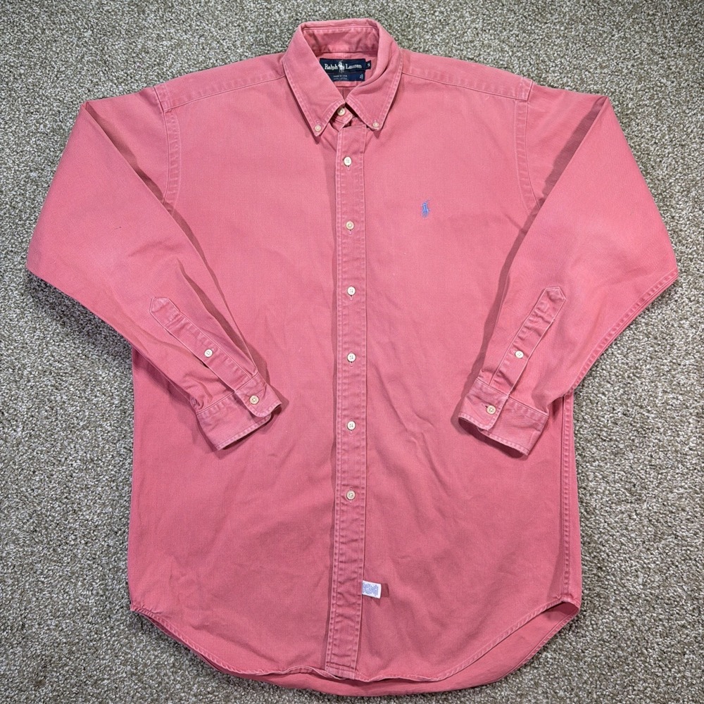80s Ralph Lauren Button Down Heavy Canvas Shirt USA Made Small Faded Beautiful